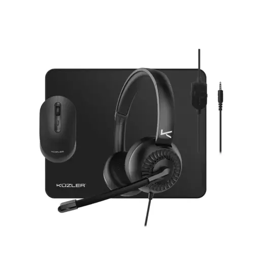 Combo Home Office 3 en 1 Audífono Gamer Kuzler — Alfombrilla / reposamuñecas / mousepad