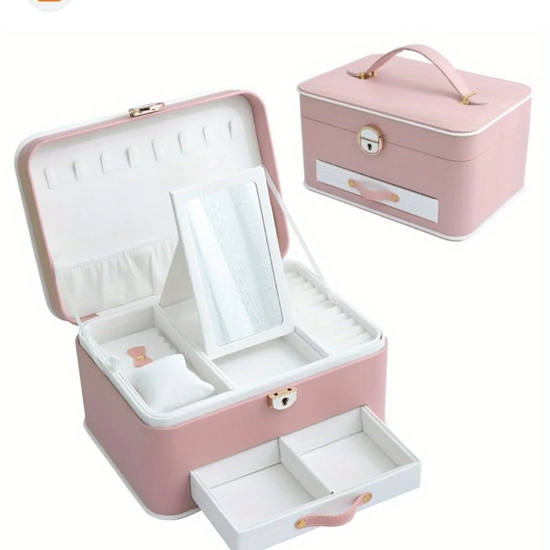 Caja De Joyero con Almacenamiento De Aretes de 2 Niveles