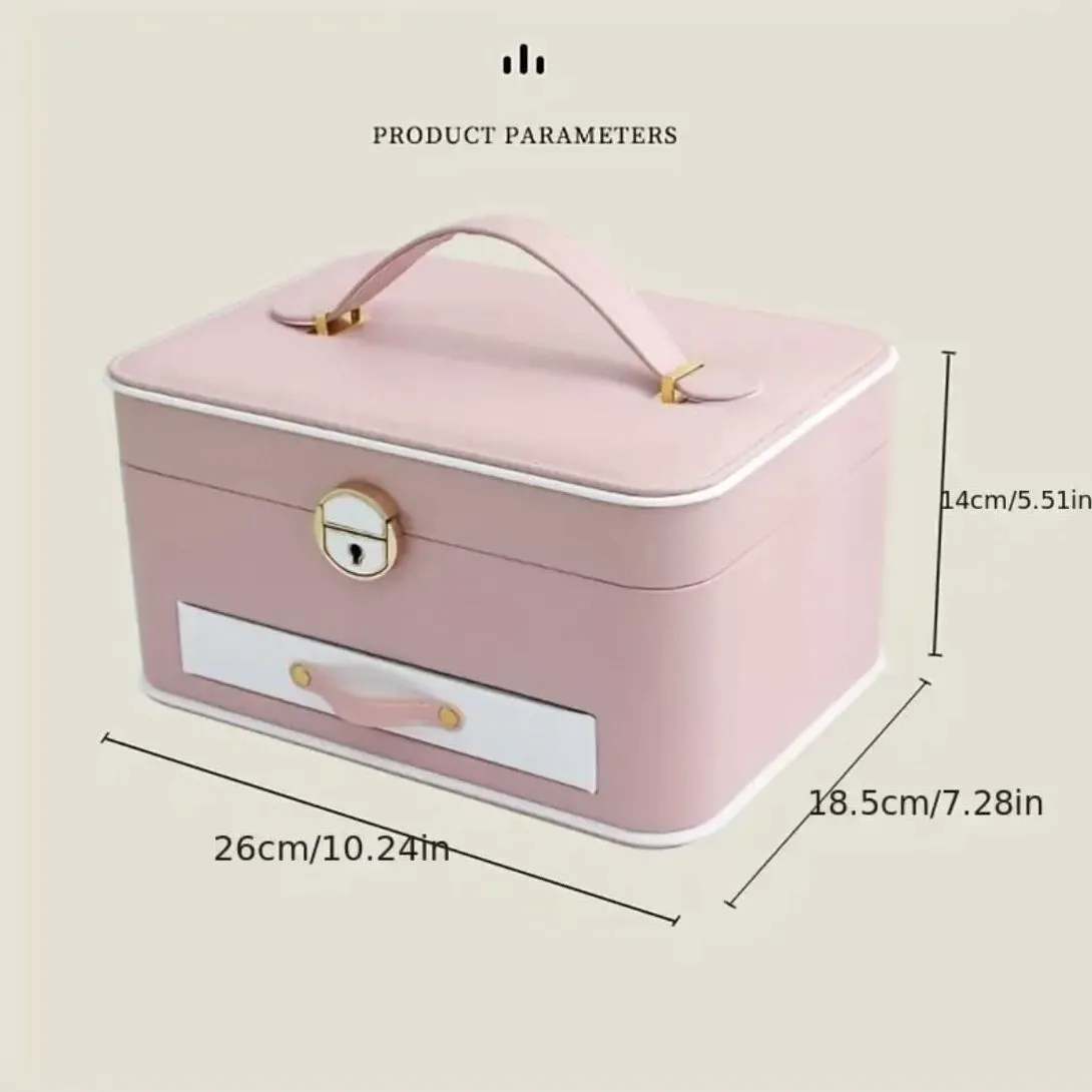 Caja De Joyero con Almacenamiento De Aretes de 2 Niveles