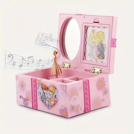 Caja De Música En Miniatura Para Bailarina Rosa — Joyeros / bolsas