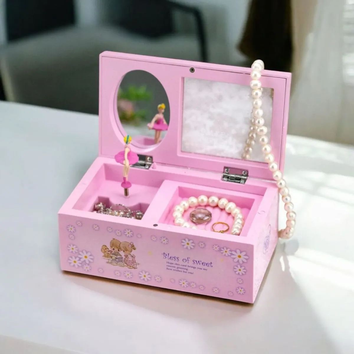 Caja De Música En Miniatura Para Bailarina Rosa