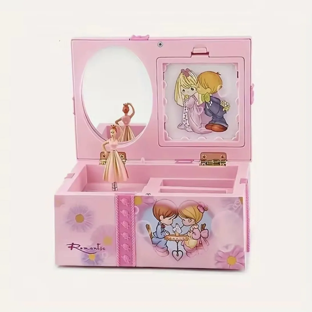 Caja De Música En Miniatura Para Bailarina Rosa — Joyeros / bolsas