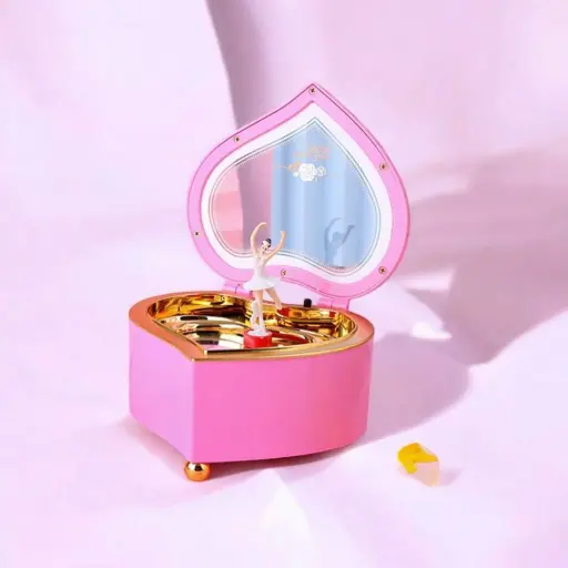 Caja musical de bailarina giratoria en de Forma Corazon — Joyeros / bolsas