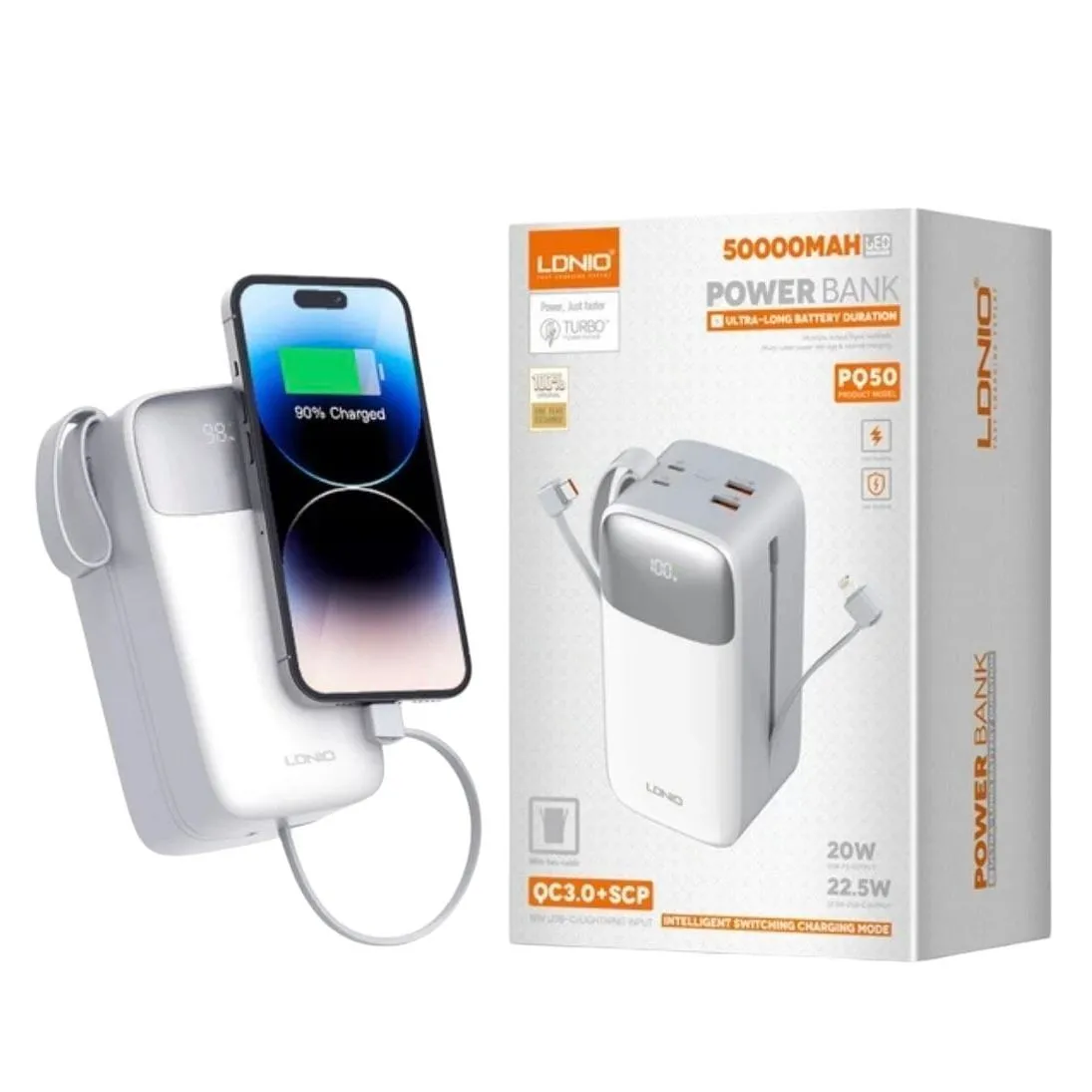 Power bank Carga Rápida 50000 mAh PQ50 LDNIO — Powerbanks