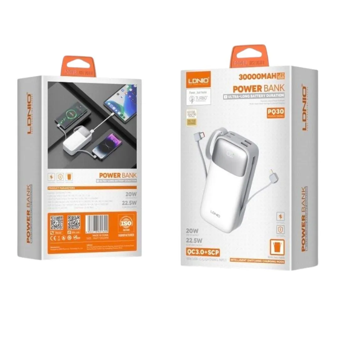 Power bank Carga Rápida 30000 mAh PQ30 LDNIO — Powerbanks