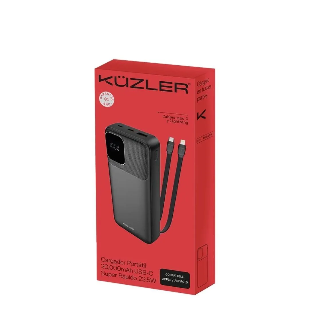 Powerbank 20,000mAh carga super rápida 22,5W Kuzler ANKE-107N