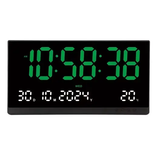 Reloj de Pared Digital Grande de 48x26cm con Led Verde — Relojes
