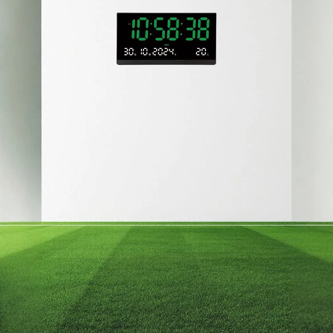 Reloj de Pared Digital Grande de 48x26cm con Led Verde