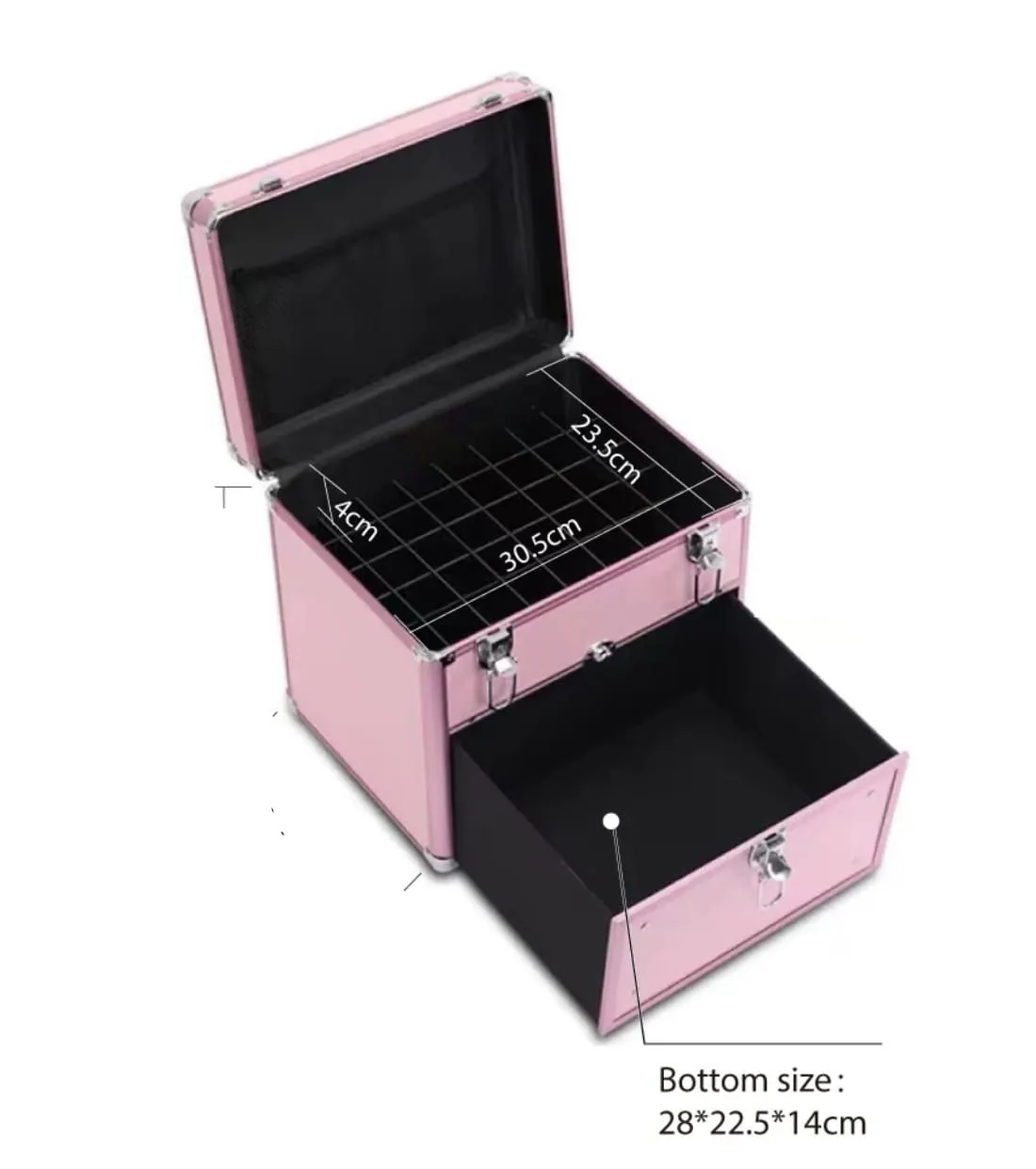 Caja de cosméticos de aluminio Para Uñas De 2 Niveles