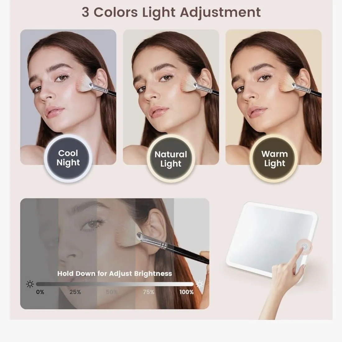Maleta Organizador De Maquillaje con Espejo Recargable Y Luz Led