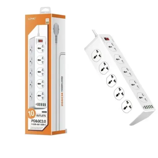 Enchufe Extencion De Corriente Carga Rápida SC10610 10socket 5USB 1C — Cables de extensión de alimentación / alargadores