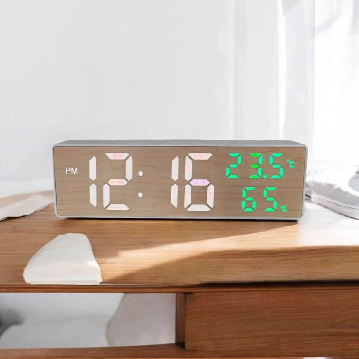 Reloj Digital Para Escritorio con Temperatura y Humedad — Relojes