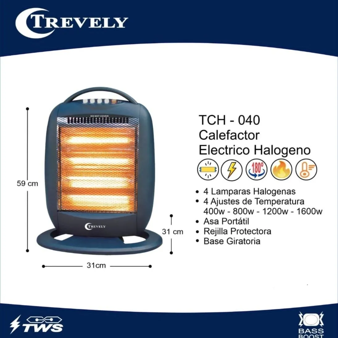 Calefactor Eléctrico Trevely TCH-040 1600 Watts