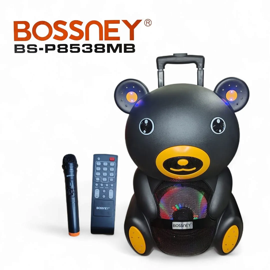 Parlante Portatil con Rueda y Micro Inalambrico Modelo Oso Bossney