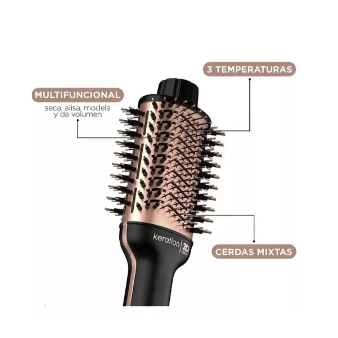 Cepillo Secador Modelador Keration 3D