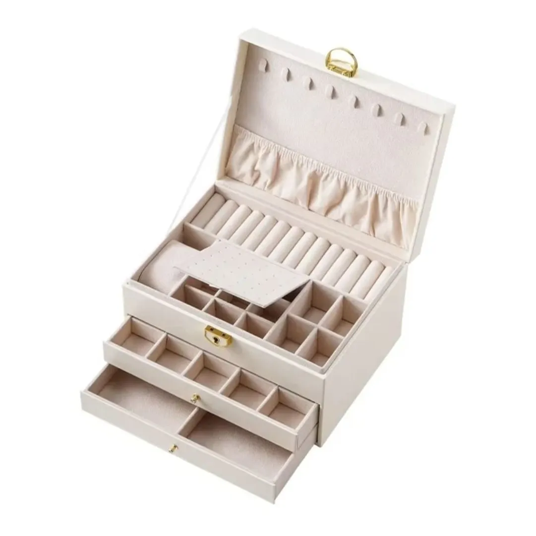 Joyero Caja Organizadora Portátil de Joyas 3 Niveles — Accesorios y brochas para productos cosméticos