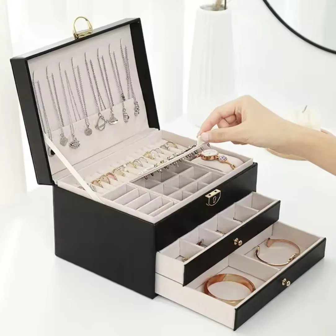 Joyero Caja Organizadora Portátil de Joyas 3 Niveles