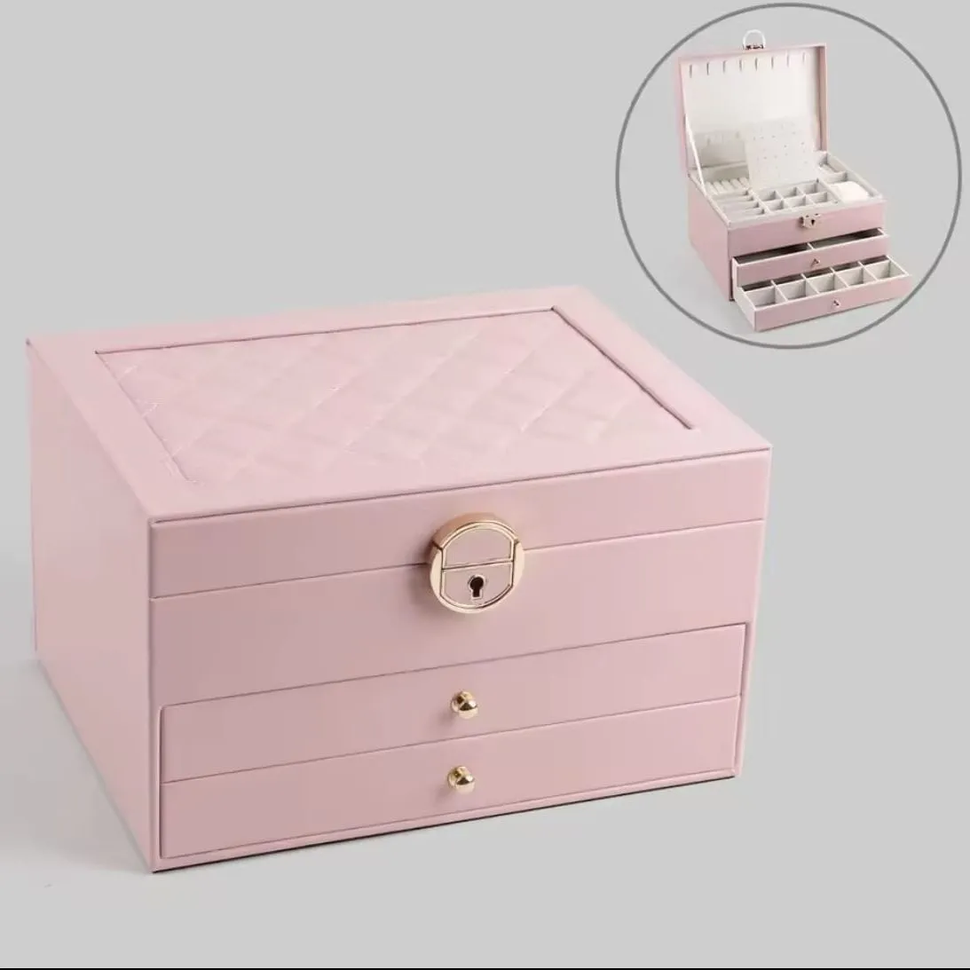 Joyero Caja Organizadora Portátil de Joyas 3 Niveles