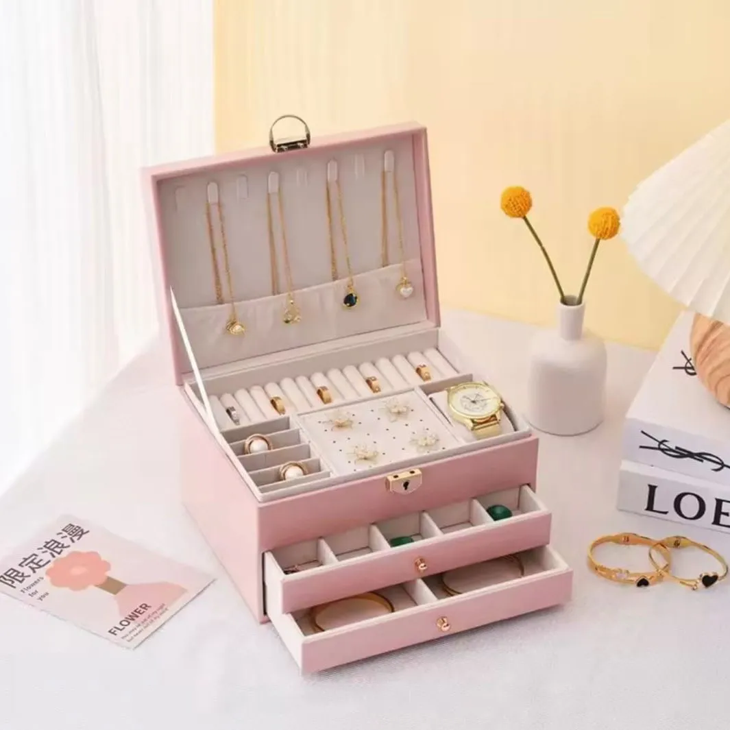 Joyero Caja Organizadora Portátil de Joyas 3 Niveles