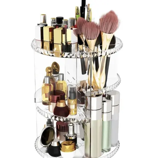 Organizador Acrilico Giratorio 3 niveles — Accesorios y brochas para productos cosméticos