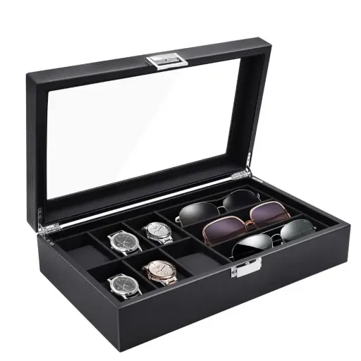 Organizador de Lujo para 6 Relojes y 3 Gafas - Elegancia y Visibilidad — Organizadores dormitorio / Living