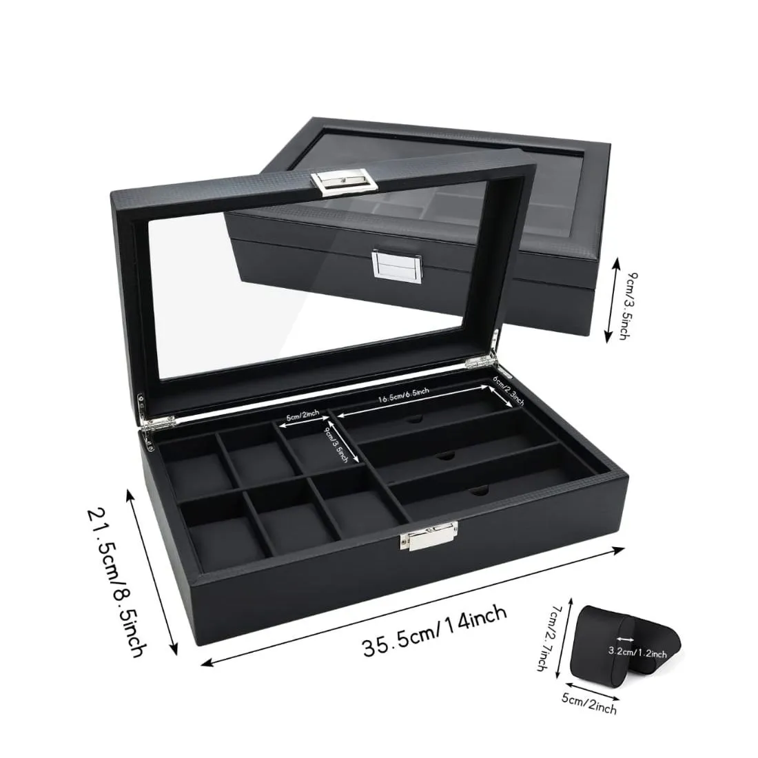 Organizador de Lujo para 6 Relojes y 3 Gafas - Elegancia y Visibilidad