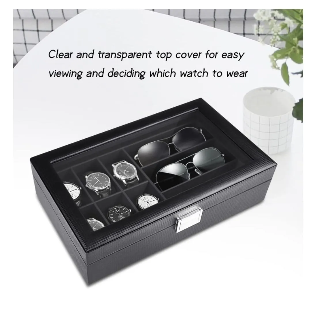 Organizador de Lujo para 6 Relojes y 3 Gafas - Elegancia y Visibilidad