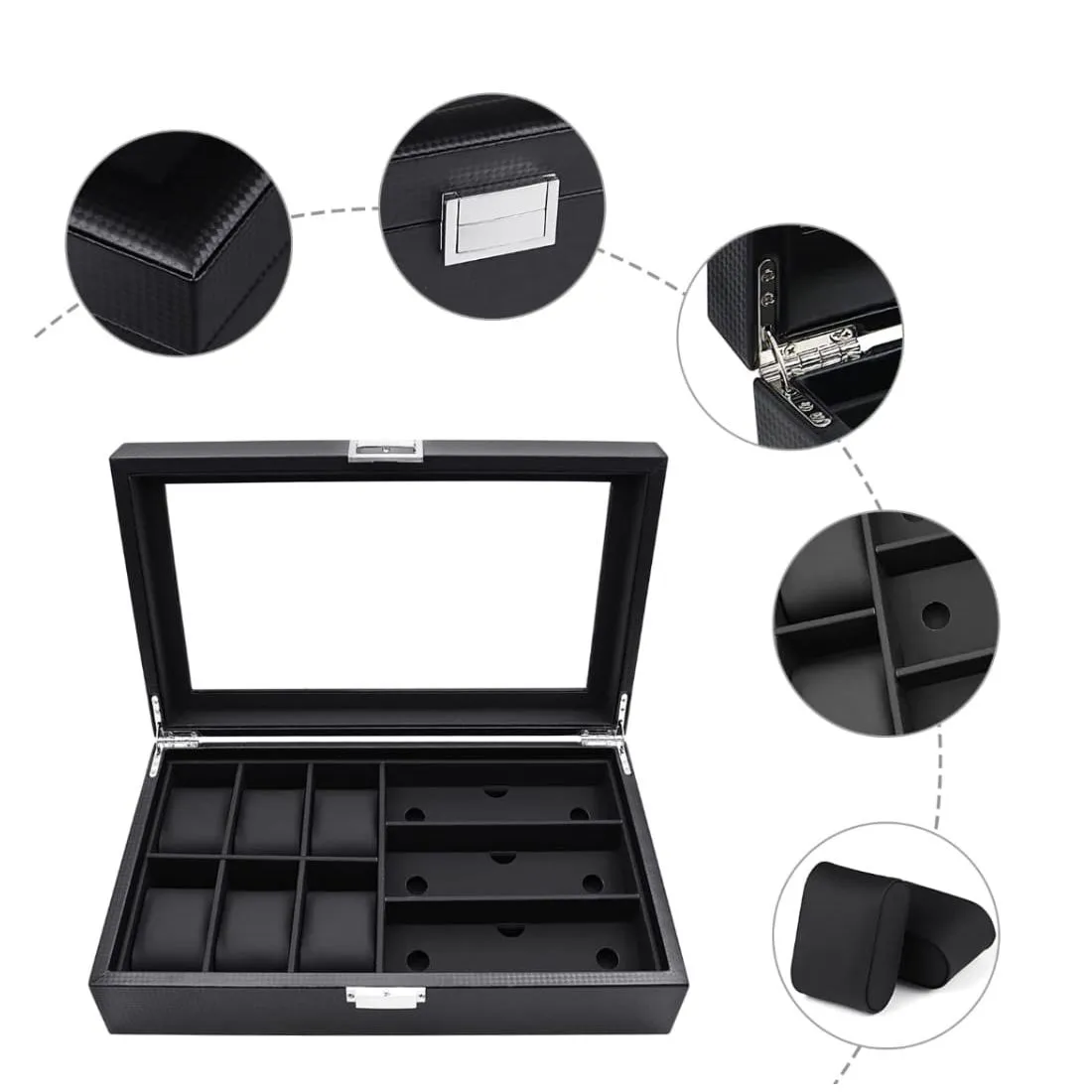 Organizador de Lujo para 6 Relojes y 3 Gafas - Elegancia y Visibilidad