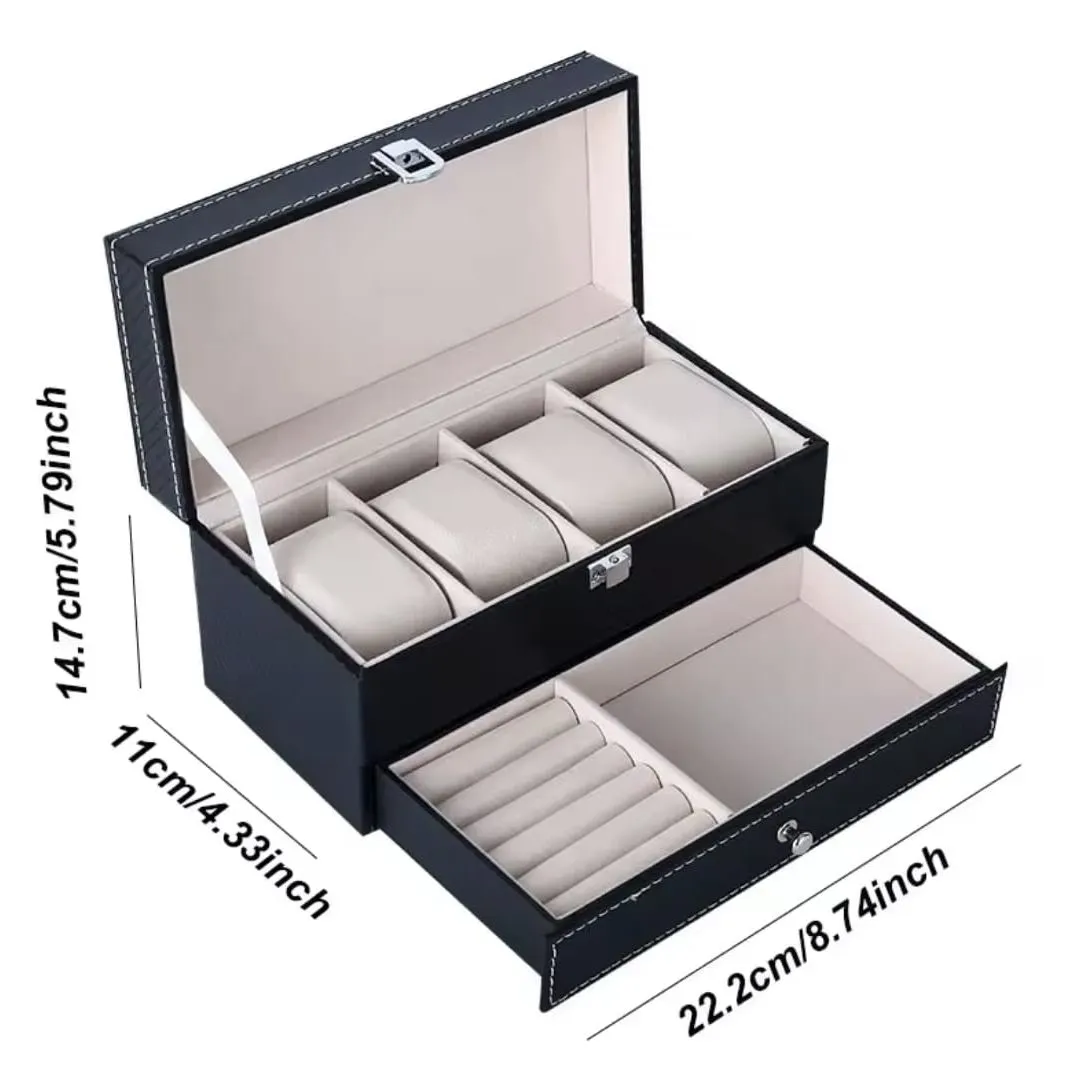 Elegante Organizador de Relojes y Joyas de Doble Capa