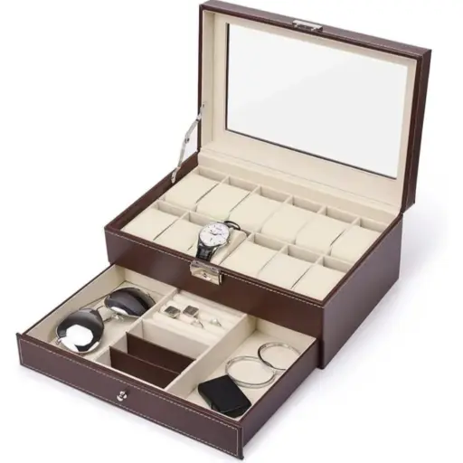 Joyero Organizador de Relojes y Accesorios Premium de Doble Capa — Organizadores dormitorio / Living