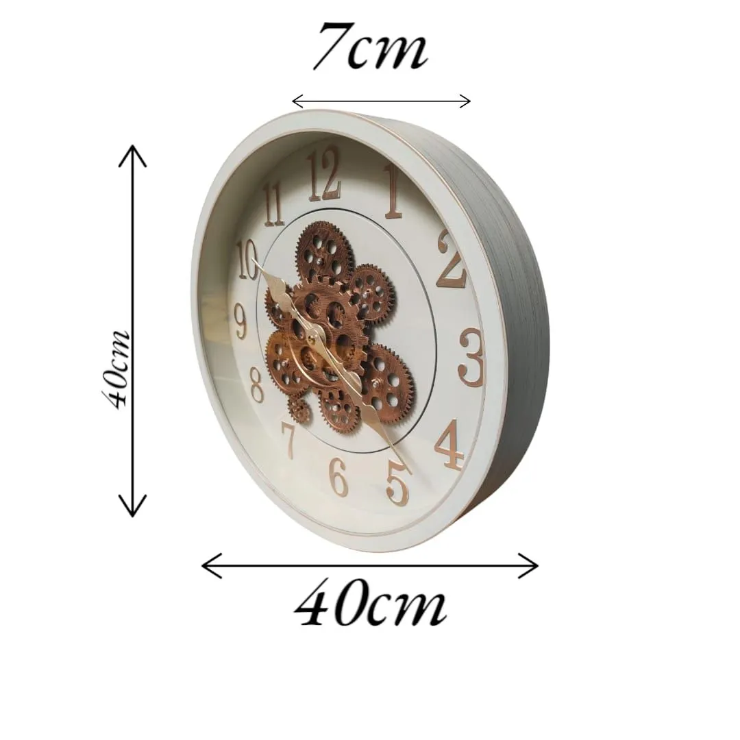 Reloj de Pared Analógico con Engranajes a la Vista