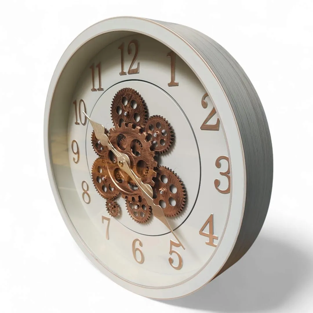 Reloj de Pared Analógico con Engranajes a la Vista