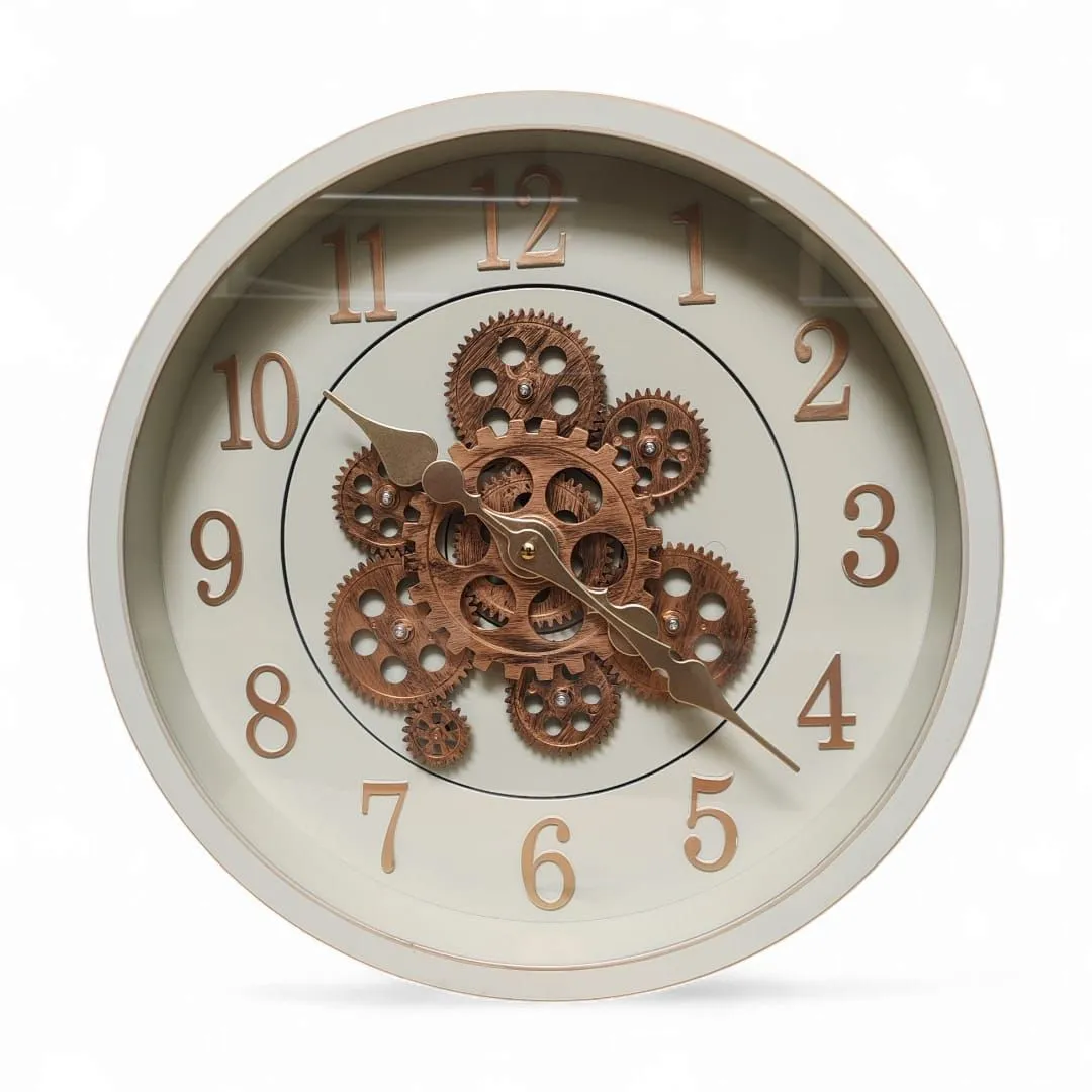 Reloj de Pared Analógico con Engranajes a la Vista — Relojes