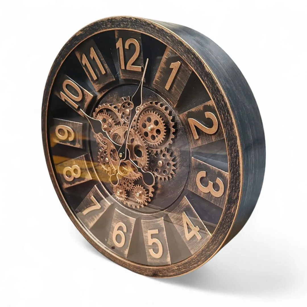 Reloj de Pared Analógico con Engranajes a la Vista — Relojes