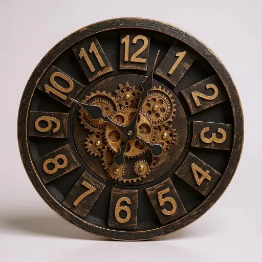 Reloj de Pared Analógico con Engranajes a la Vista — Relojes