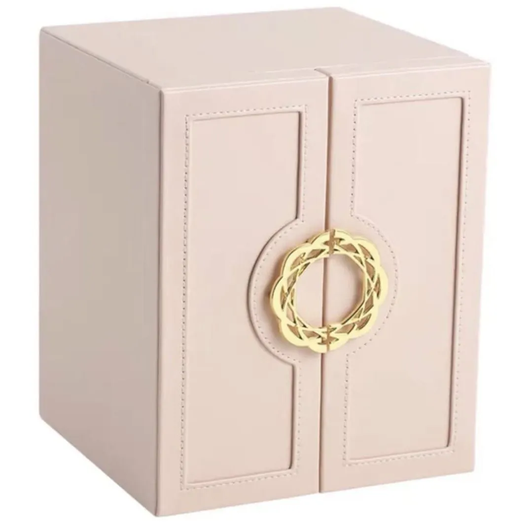 Joyero Organizador Portátil Rosa 5 Cajones Mas Laterales para Collares.