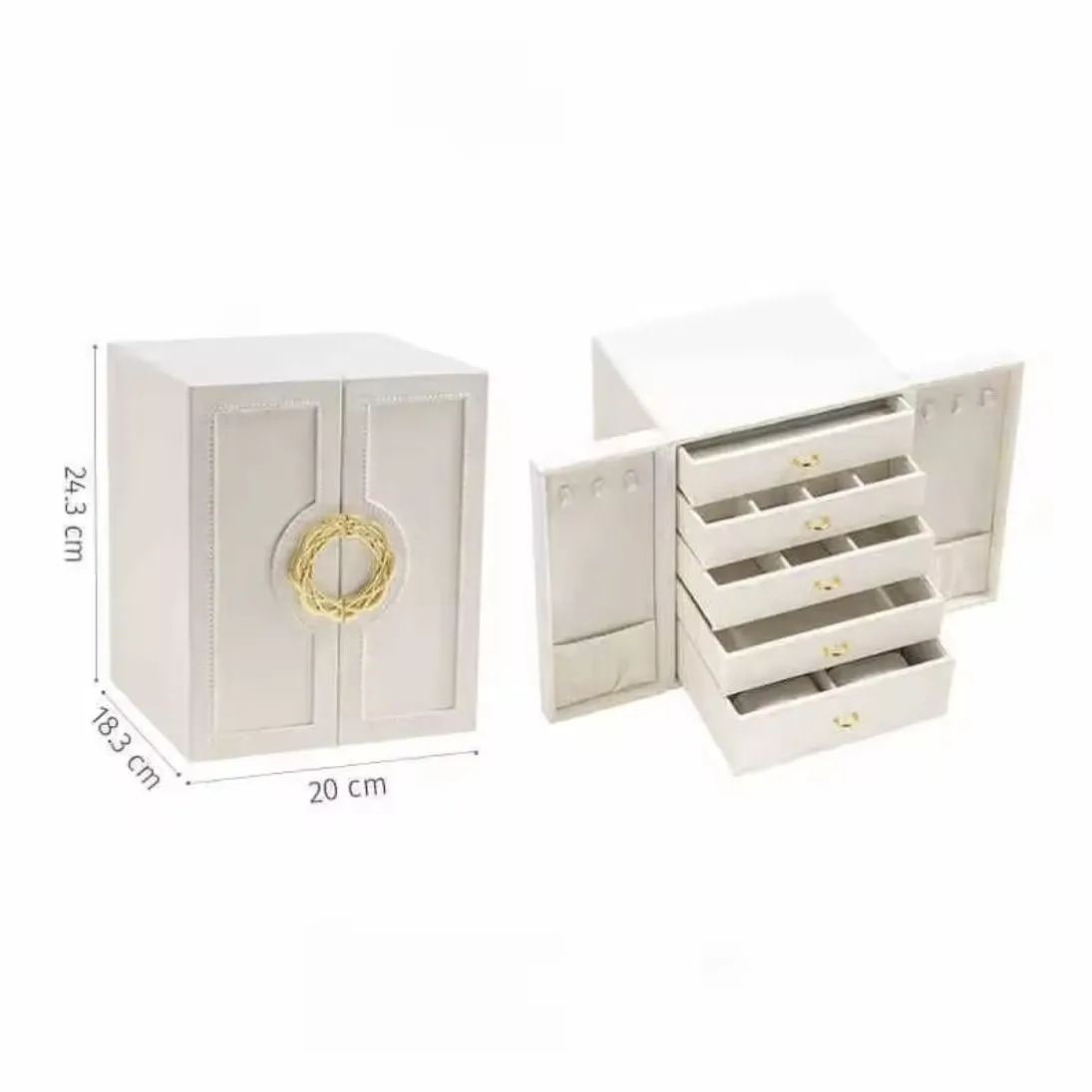 Joyero Organizador Portátil Rosa 5 Cajones Mas Laterales para Collares.