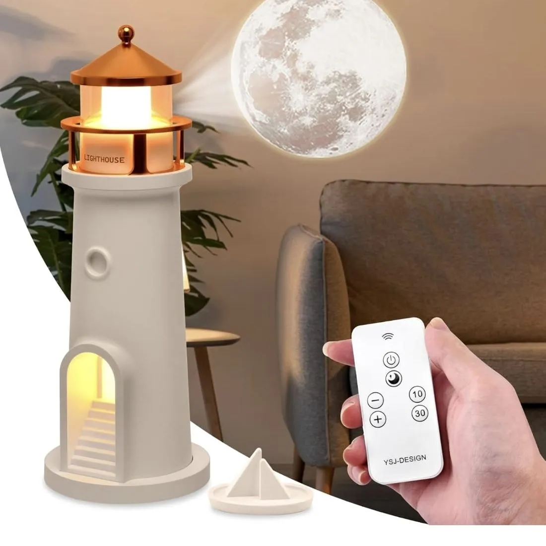 Lámpara Faro Proyector de Luna Realista con Control Remoto