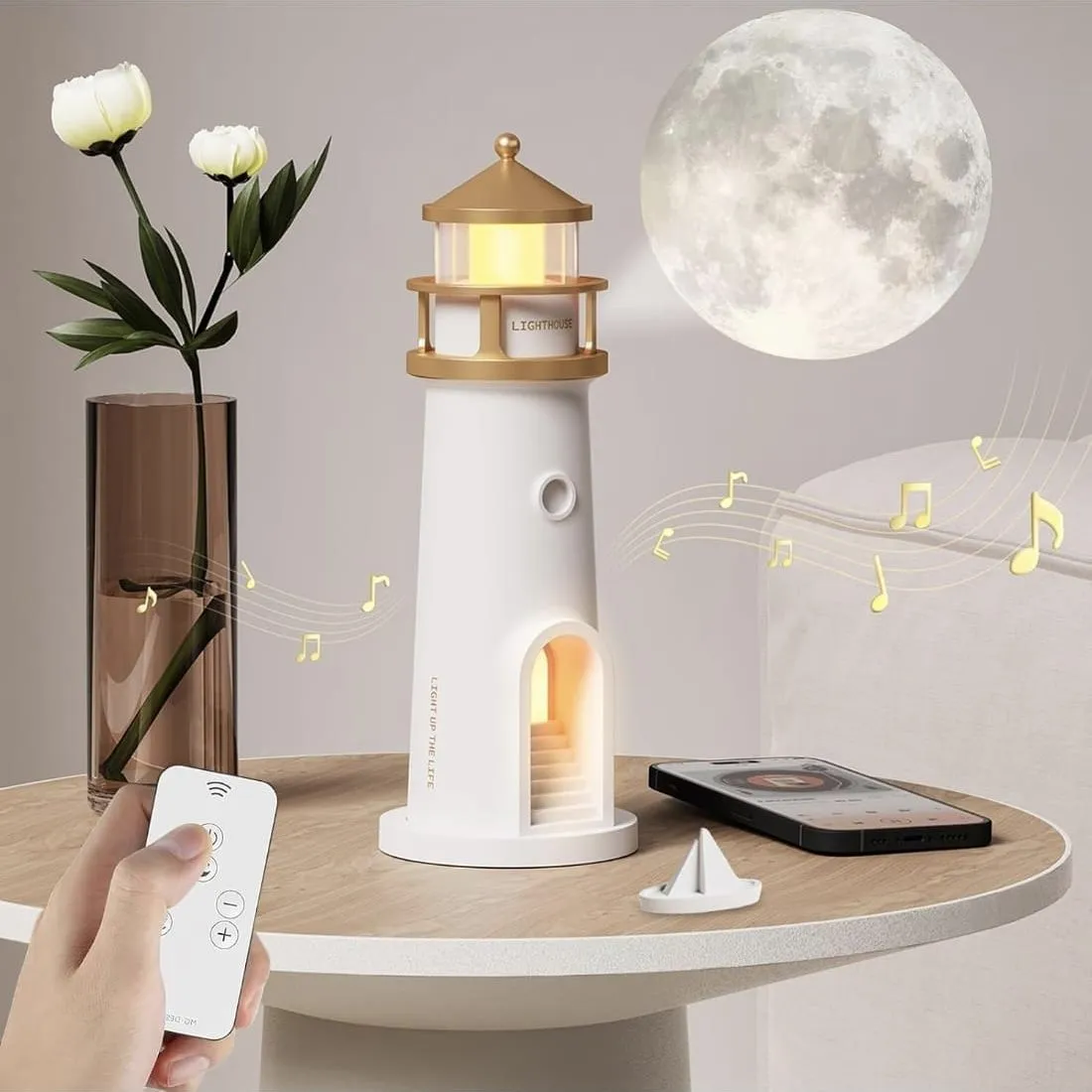 Lámpara Faro Proyector de Luna Realista con Control Remoto
