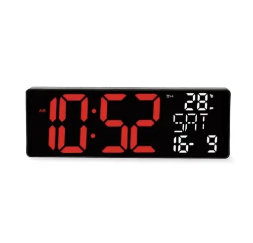 Reloj de Pared Digital LED con Temperatura y Fecha — Relojes