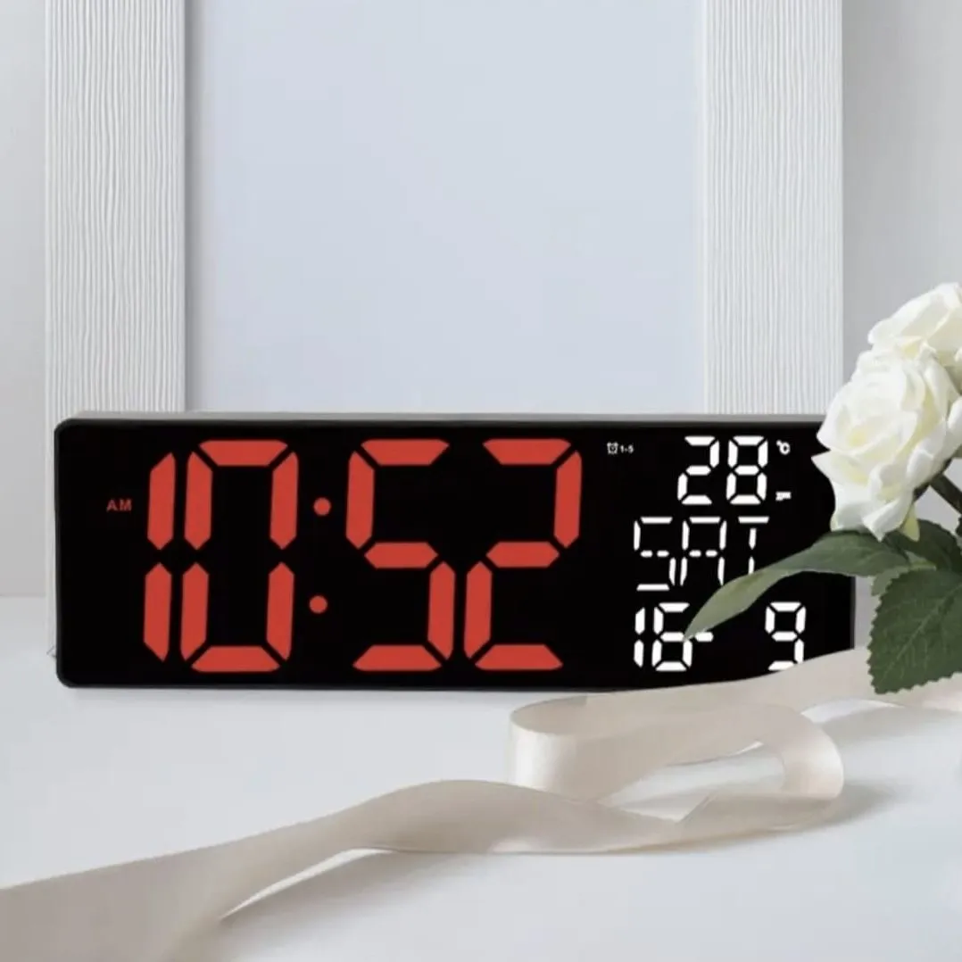 Reloj de Pared Digital LED con Temperatura y Fecha — Relojes