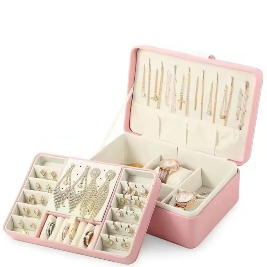 Caja De Joyero Con Almacenamiento De Aretes De 2 Niveles — Organizadores dormitorio / Living