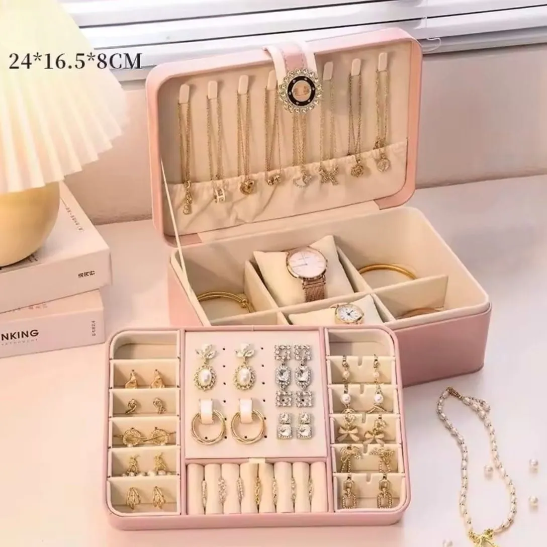 Caja De Joyero Con Almacenamiento De Aretes De 2 Niveles