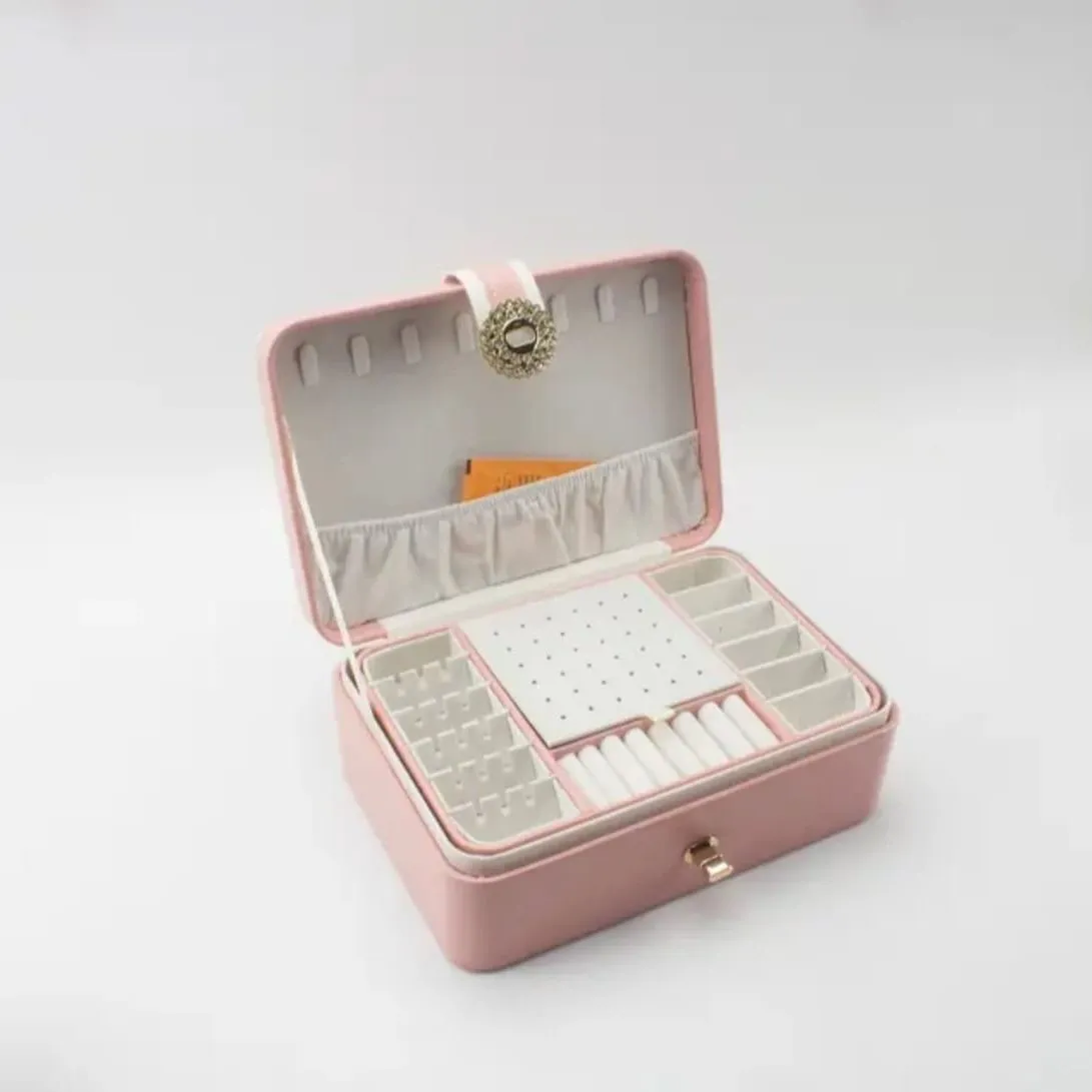 Caja De Joyero Con Almacenamiento De Aretes De 2 Niveles