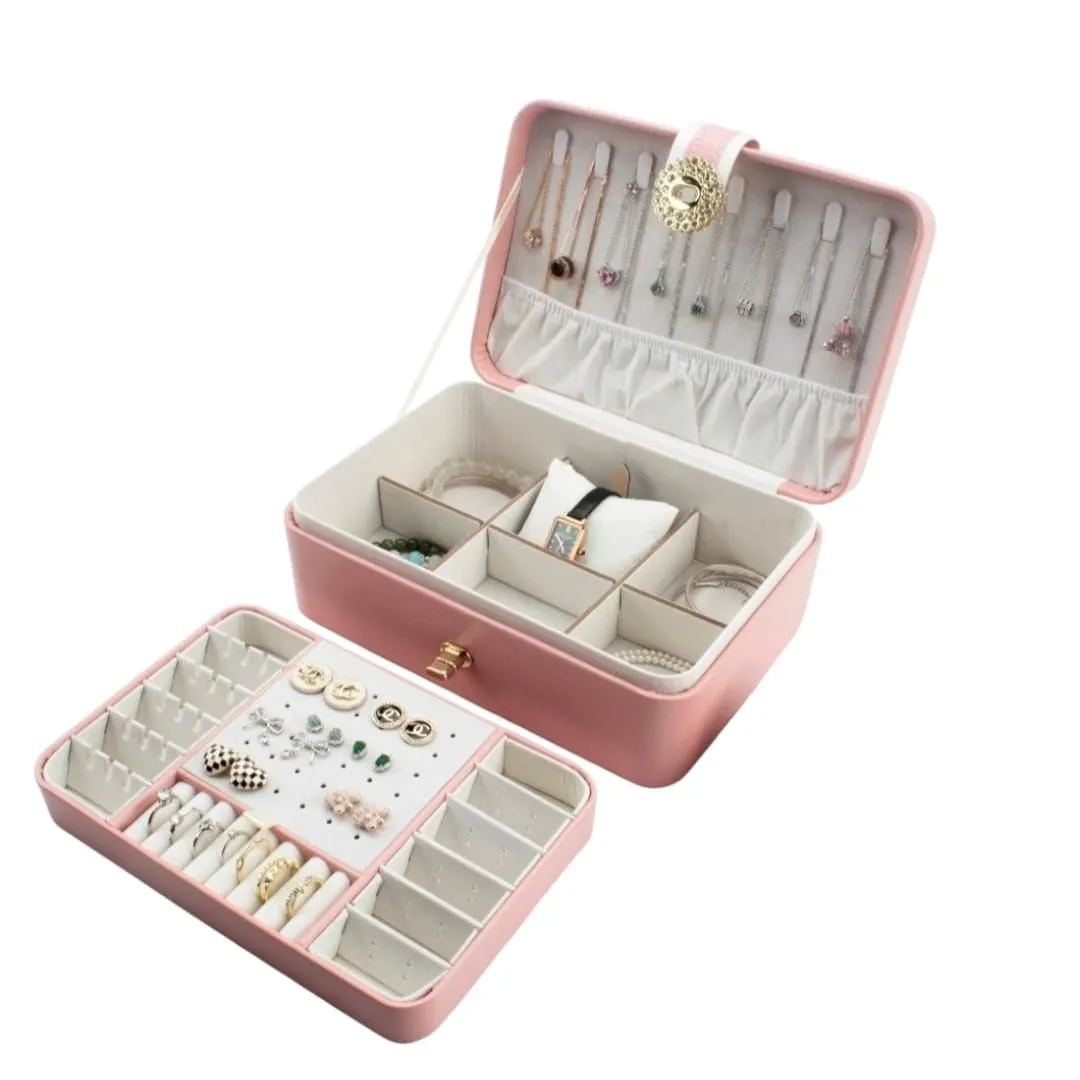 Caja De Joyero Con Almacenamiento De Aretes De 2 Niveles