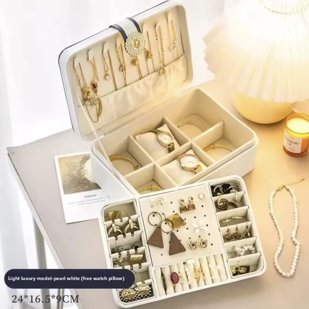 Caja De Joyero Con Almacenamiento De Aretes De 2 Niveles