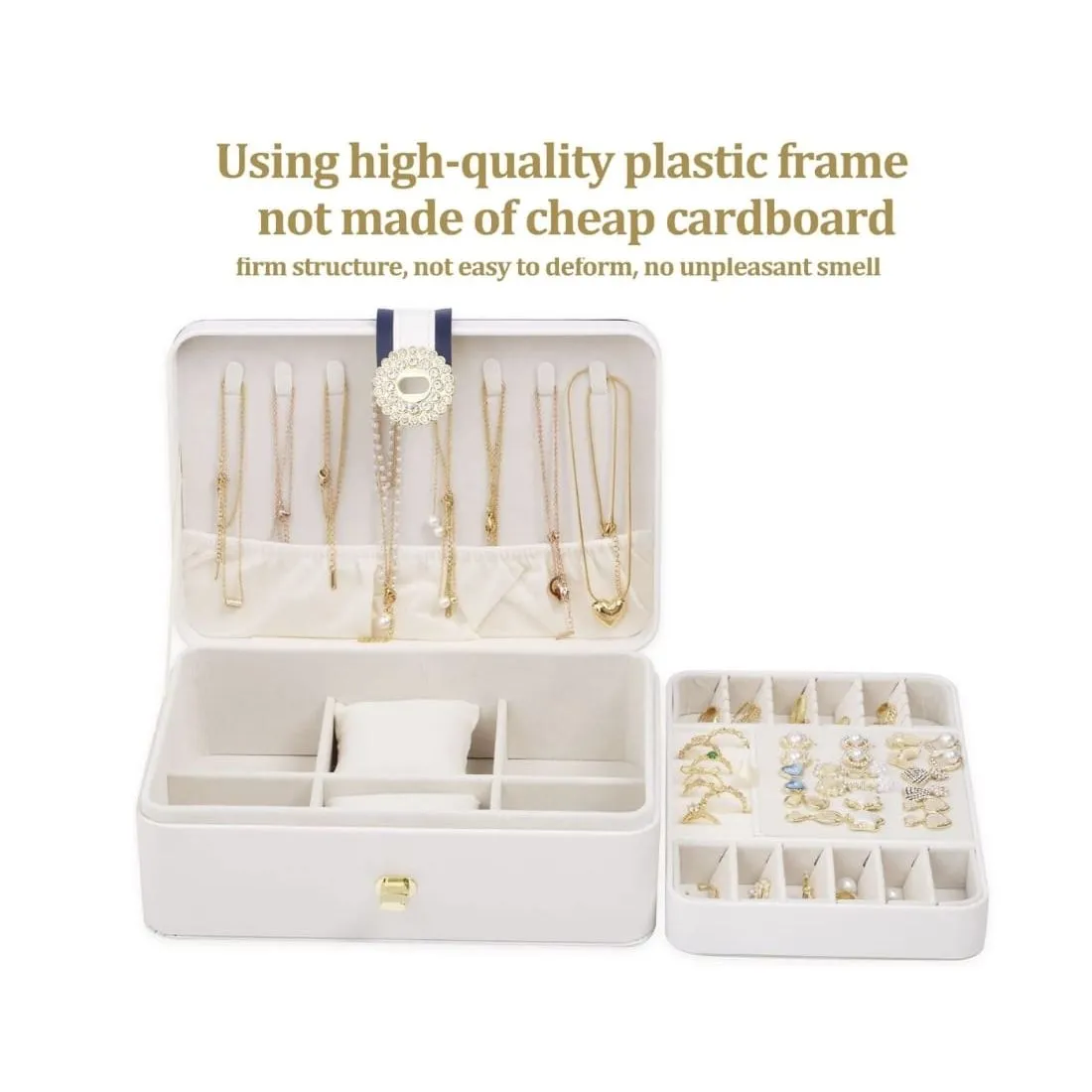 Caja De Joyero Con Almacenamiento De Aretes De 2 Niveles