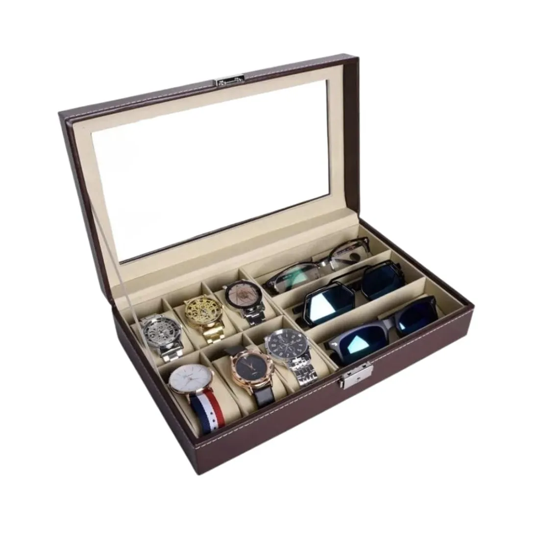 Organizador de Lujo para 6 Relojes y 3 Gafas — Cajas / cestas