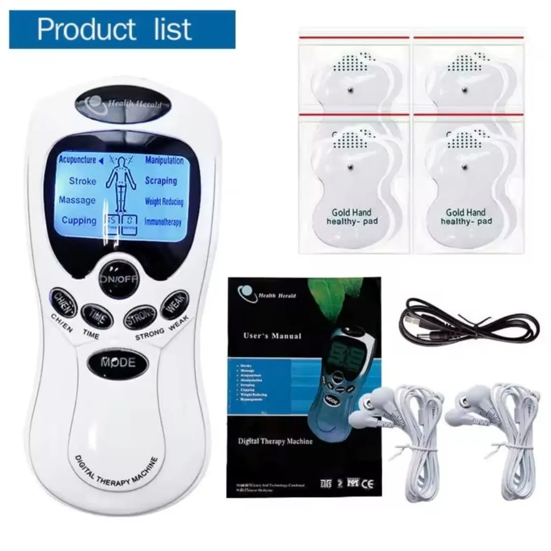 Electroestimulador Tens Digital Therapy 4 Parches Gimnasia