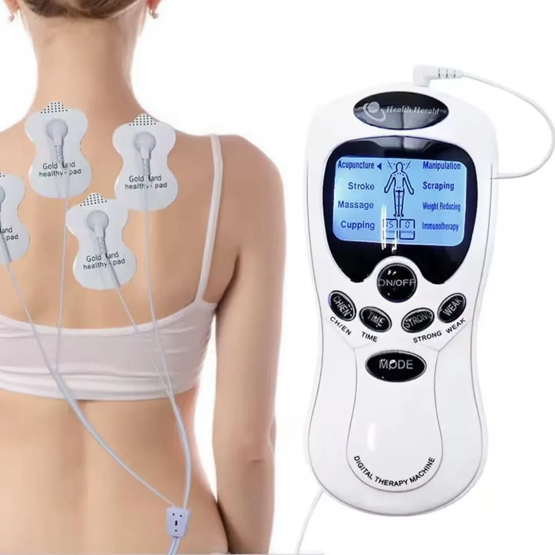 Electroestimulador Tens Digital Therapy 4 Parches Gimnasia